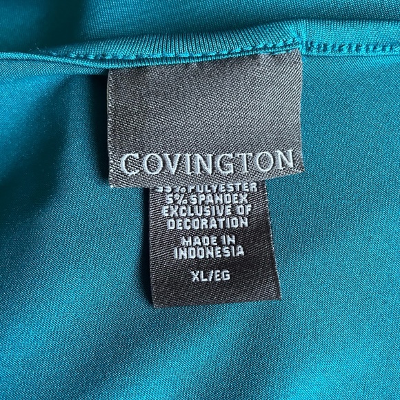 Covington Turquoise Sequin Sleeveless Top (Size XL) Sparkly Holiday Top - Picture 3 of 7